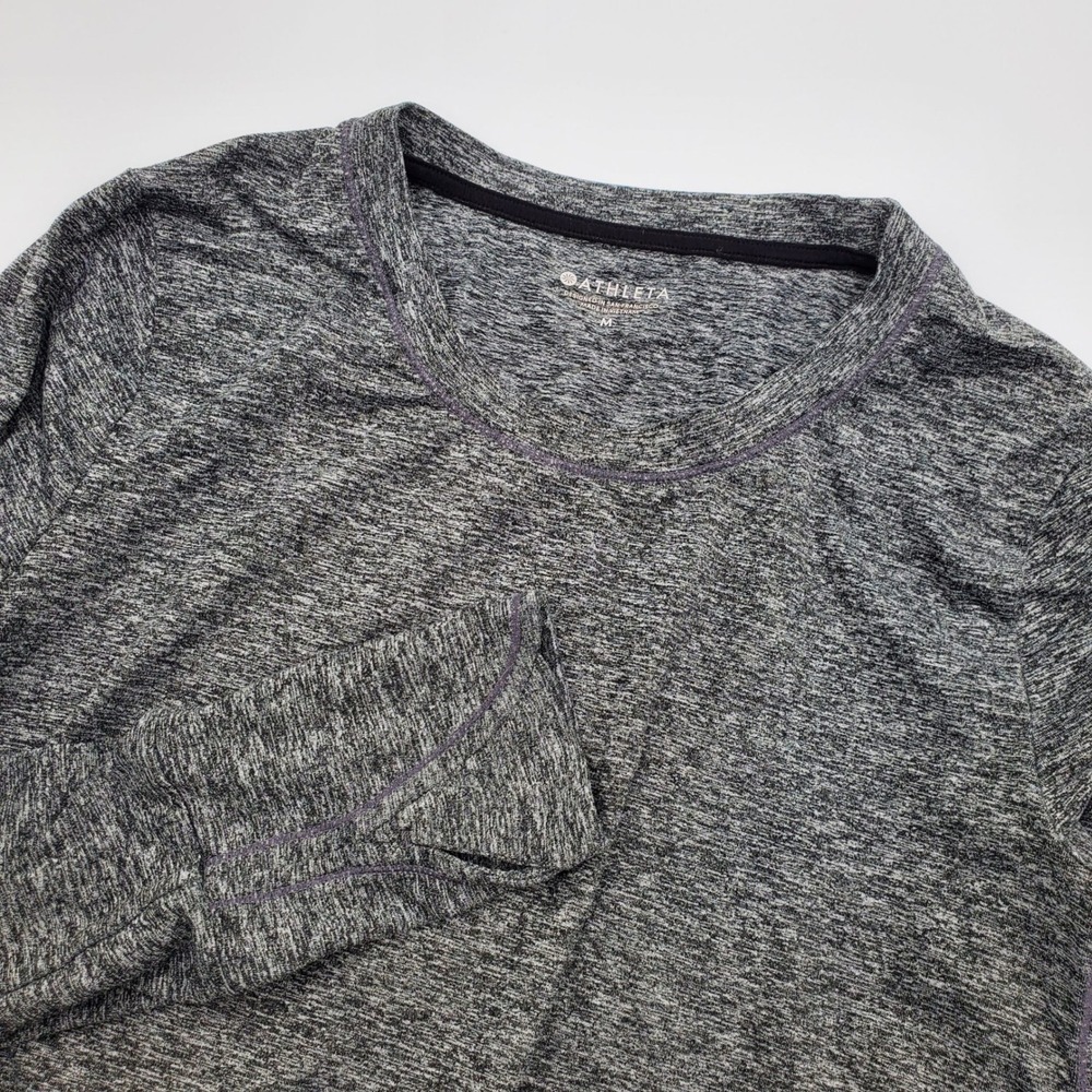 Athleta Womens Grey Space Dye Long Sleeve Performance Top Thumbholes Size M